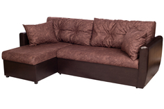 Угловой диван-еврокнижка Многомеб Мартин-2 коричневый вельвет и экокожа, левый угол