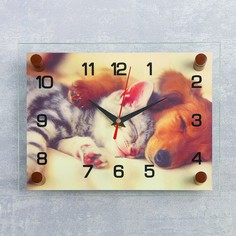 Часы настенные, серия: Животный мир, "Котёнок и собачка", 20х26 см China