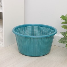 Корзина для белья без крышки, 22 л, d=37 см, h=21 см, цвет голубой ИскраПласт