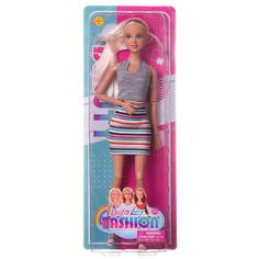 Кукла Defa Lucy Модная девушка, в серой кофте и радужной полосатой юбке, 28см Junfa Toys