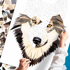 Рисуем наклейками по номерам VEROL Волк, раскраска-аппликация со стикерами, Н0490-С/