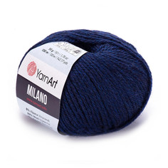 YarnArt Пряжа "Milano" 8%альпака, 20%шерсть, 8%вискоза, 64%акрил 130м/50гр (877 синий)