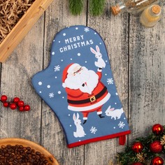 Варежка-прихватка "Доляна" Happy New Year 20х28 см, габардин, 35% х/л, 65% п/э, ватин 250