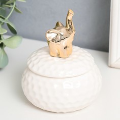 Шкатулка керамика "Слоник" золото 8х8х10,5 см No Brand