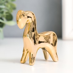 Сувенир керамика "Лошадка с опущенной головой" золото 2,5х6,5х7 см No Brand