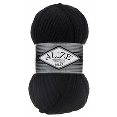 ALIZE Пряжа "Superlana Maxi" 75% акрил, 25% шерсть 100м/100гр (60 чёрный)