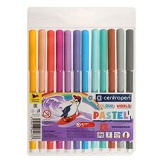 Centropen Фломастеры 12 цветов Centropen 7550 TP Colour World Pastel 2.0 мм, пастельные, б