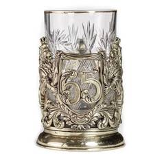 Латунный подстаканник "Юбилейный. 65 лет" со стаканом No Brand