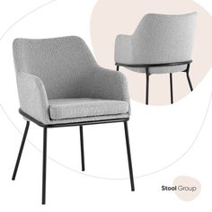 Стул с подлокотниками Stool Group Кози ткань букле серый