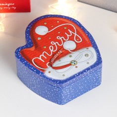 Шкатулка металл варежка "Помпошки" 5,3х12,8х14 см No Brand