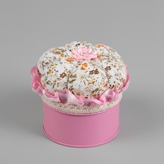 Игольница со шкатулкой для хранения мелочей, 8 ? 7,8 ? 7,8 см, цвет МИКС Арт Узор