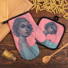 Кухонный набор Этель Вдохновение, прихватка 17х17 см, варежка 26х16 см, п/э