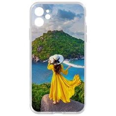 Чехол-накладка Krutoff Clear Case Платье летнее женское для iPhone 11 с защитой камеры