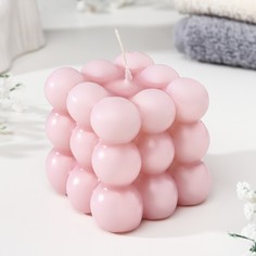 Свеча фигурная ароматическая Бабл куб, 5,5х6 см, пион Богатство Аромата