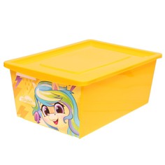 Ящик для игрушек с крышкой, «Радужные единорожки», объём 30 л, цвет жёлтый Solomon