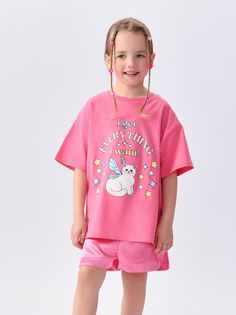 Футболка детская Happy Baby 88501, bright pink (cat), 122