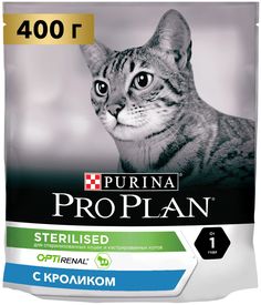 Сухой корм для кошек Pro Plan, для стерилизованных, кролик, 400 г