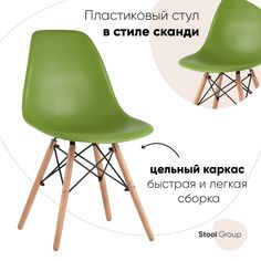 Стул для столовых SG_Eames PP зеленый, деревянные ножки NO Name