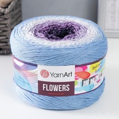 Пряжа "Flowers" 55% хлопок, 45% полиакрил 1000м/250гр (264 голуб-сирень-белый) Yarn Art