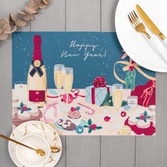 Салфетка на стол "Happy new year", ПВХ, 40*29 см No Brand
