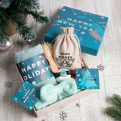 Набор подарочный Этель Happy new year бирюзовый полотенце и акс (4 предм) No Brand
