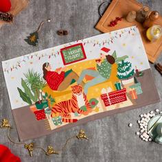 Новогоднее полотенце "Этель" Уютный дом 40х73 см, 100% хл, саржа 190 гр/м2