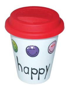 Фарфоровая термокружка HAPPY COLORS, 250мл Smiley