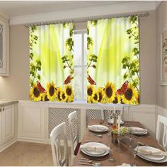 Фотошторы кухонные «Лужайка» 145х160см- 2 шт Сирень