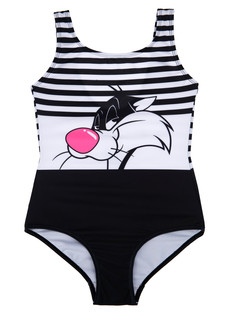 Купальник слитный детский PlayToday Tween 12341045, черный, белый, 140