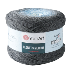 Пряжа "Flowers Merino" 75% акрил, 25% шерсть 590м/225г (550 серый-аква) Yarn Art