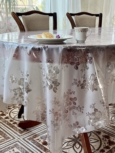 Cиликоновая скатерть PROtect на стол с рисунком прозрачная клеенка 180x137 см, 12327