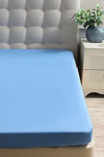 Простыня натяжная 165x200x25 COINCASA синий 100% хлопок (перкаль) 7361257