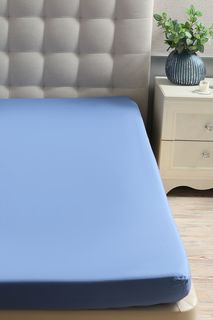 Простыня натяжная 135x200x25 COINCASA синий 100% хлопок (перкаль) 7080740