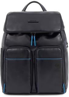 Рюкзак мужской Piquadro Zaino porta PC 14 in pelle apertura zip around, синий