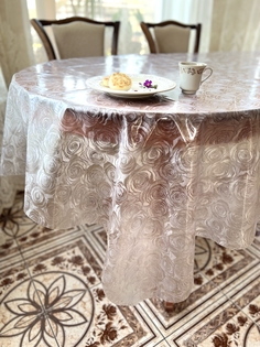 Cиликоновая скатерть PROtect на стол с рисунком прозрачная клеенка 200x137 см, 12332