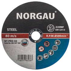 Отрезной прямой диск по стали NORGAU Industrial для болгарки/УШМ, диаметр 180 мм, толщина
