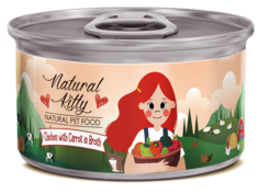 Влажный корм для кошек Pettric Natural Kitty Chicken, курица с тыквой, 80г х 12шт