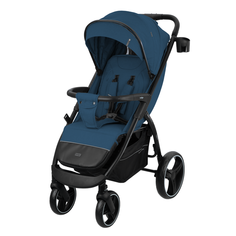 Коляска прогулочная детская Indigo EPICA XL с большими колесами складная синий