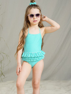 Купальник слитный детский PlayToday Kids 12322276, белый, зеленый, 98