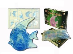 Пластиковый 3D пазл "Рыбка" (19 деталей) (Голубой) No Brand