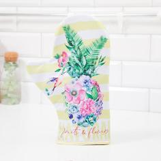 Доляна Варежка-прихватка Доляна Цветущий ананас 24х32 см, 35% хлопок, 65% п/э, ватин 250 г