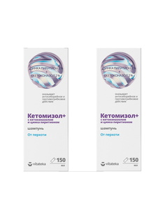 Комплект Vitateka Шампунь от перхоти Кетомизол+с кетомизол пиритионом 150 мл х 2 шт Витатека