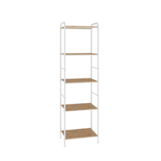 Стеллаж напольный металлический ЗМИ Валенсия 15 Wood, размер 45,5х30х155,5 см, цвет белый