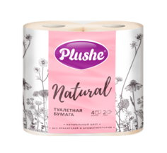 Туалетная бумага Plushe Natural 2 слоя, 4 шт.