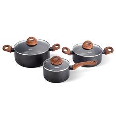 Набор посуды из 6 предметов Fissman Black cosmic Ковш 1.6л, Кастрюли 2.8л, 4.9л 4348_