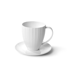 Чайная пара Fissman Elegance white чашка 400мл, блюдце, фарфор 9334_