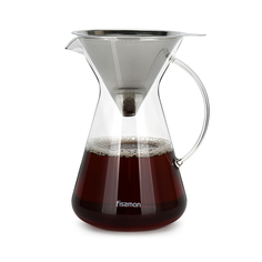 Кофейник Fissman Pour over 900мл стекло с фильтром сталь (9083_)