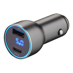 Автомобильное зарядное устройство Deppa (11294) Fast Charge USB/Type-C/LED дисплей 36W (гр No Brand