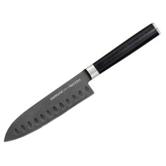 Нож кухонный Samura Mo-V Stonewash Сантоку для нарезки мяса профессиональный SM-0093B