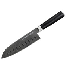 Нож кухонный Samura Mo-V Stonewash Сантоку для нарезки мяса профессиональный SM-0094B